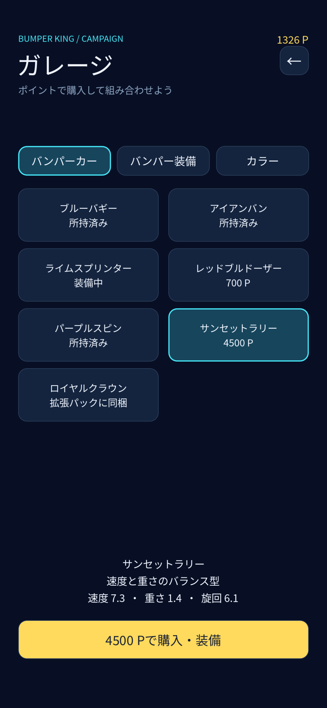 ポイントで、 自分の一台へ